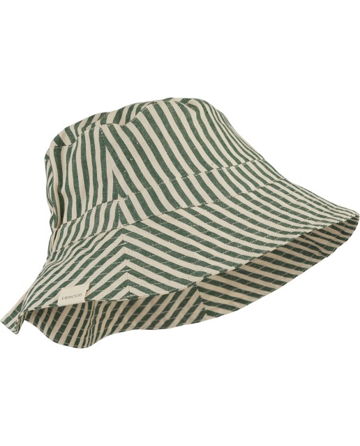 Sander bucket hat - Y/D stripe: Garden green/sandy